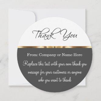 Classy Gold Round Thank You Cards With Envelopes