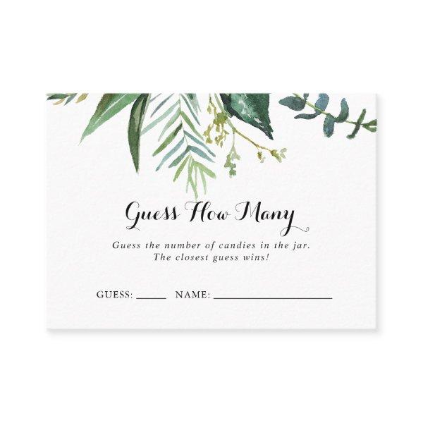 Classy Greenery Tropical Guess How Many Game Card