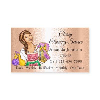 Classy House Cleaning Service Maid Glitter Rose