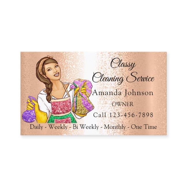 Classy House Cleaning Service Maid Glitter Rose