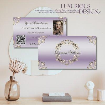 Classy Lavender Gold Ornate with Photo and QR Code