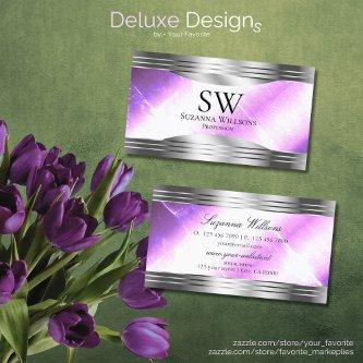 Classy Lilac Silver Shimmer Borders with Monogram