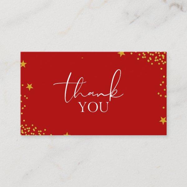 Classy & Luxurious Red Gold Glitter Star Thank You