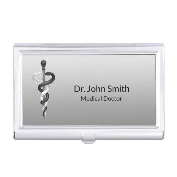 Classy Medical Elegant Noble Black White Asclepius  Case