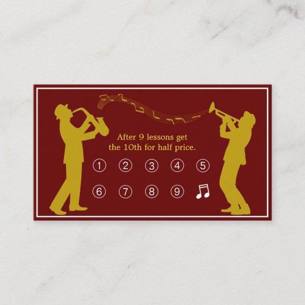Classy Music Store Gold Musical Notes Loyalty Card