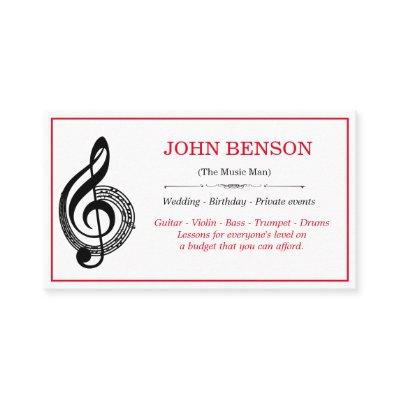 Classy Music Teacher Black Treble Clef with Notes