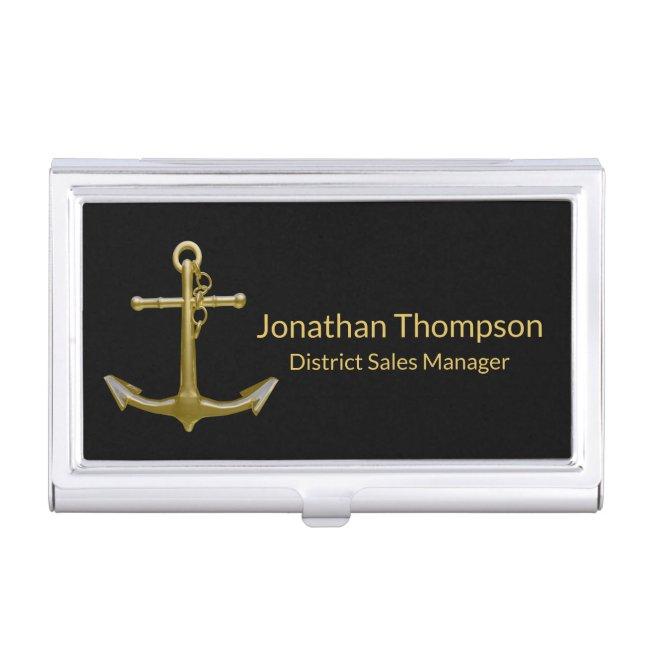 Classy Nautical Gold Anchor on Black Case