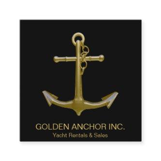 Classy Nautical Gold Anchor on Black Square