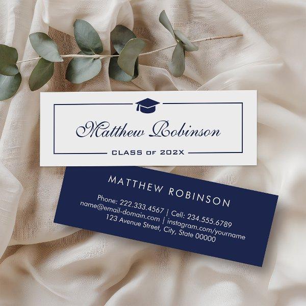 Classy Navy Blue and White Graduation Graduate Mini