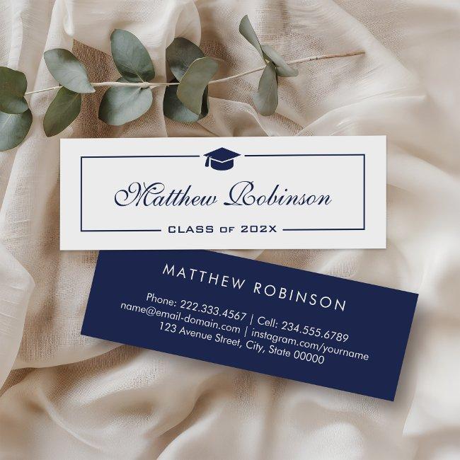 Classy Navy Blue and White Graduation Graduate Mini