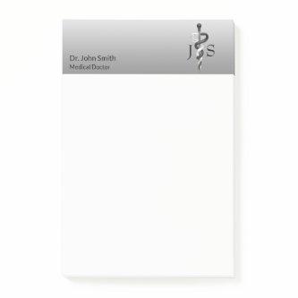 Classy Noble Medical Elegant Black White Asclepius Post-it Notes