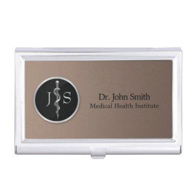 Classy Noble Medical Rod of Asclepius Silver  Case