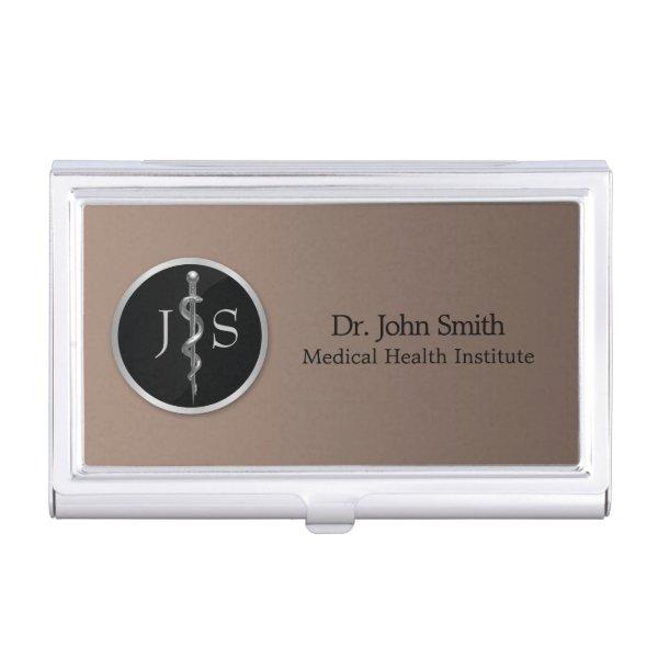 Classy Noble Medical Rod of Asclepius Silver  Case