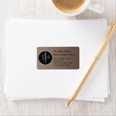 Classy Noble Rod of Asclepius Silver Medical Label