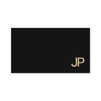 Classy Plain Modern Black Gold Monogram Luxury