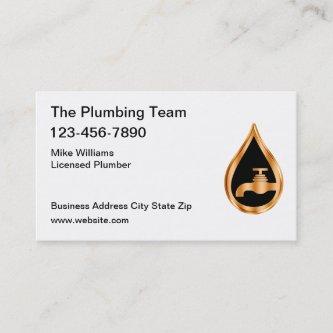 Classy Plumbing Service Gold Tone Water Drop