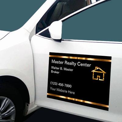 Classy Real Estate Gold House Symbol Car Magnet