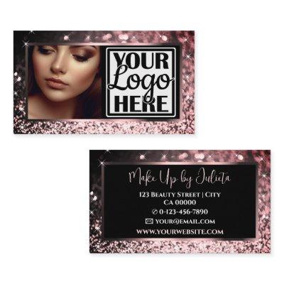 Classy Rose Gold Sparkle Glitter Frame Photo Logo