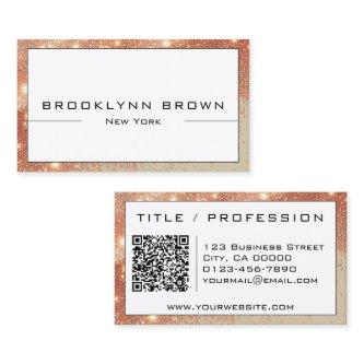 Classy Rose Gold White Luminous Glitter QR Code