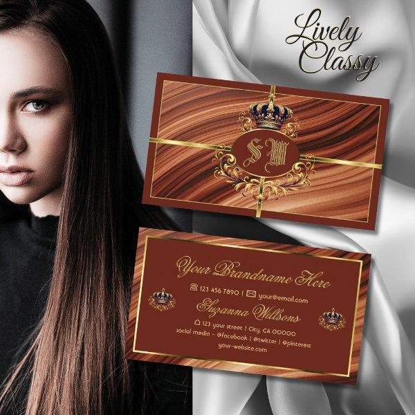 Classy Royal Brown Gold Crown with Monogram Nobly