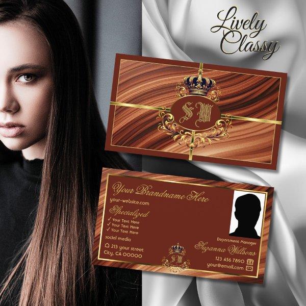 Classy Royal Brown Gold Crown with Monogram Photo