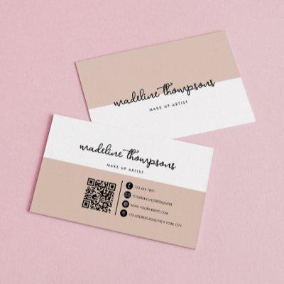 Classy Script Dual Tone Beige White Script QR Code