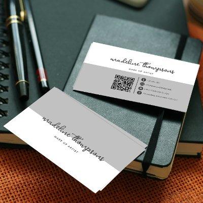 Classy Script Dual Tone Silver Gray Script QR Code