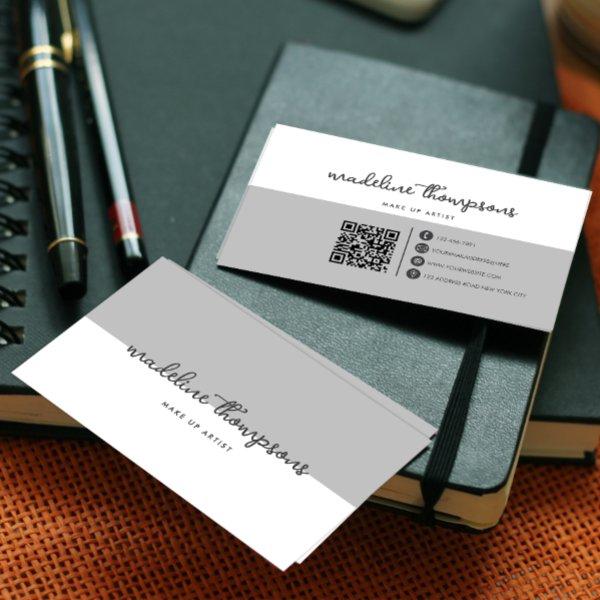 Classy Script Dual Tone Silver Gray Script QR Code