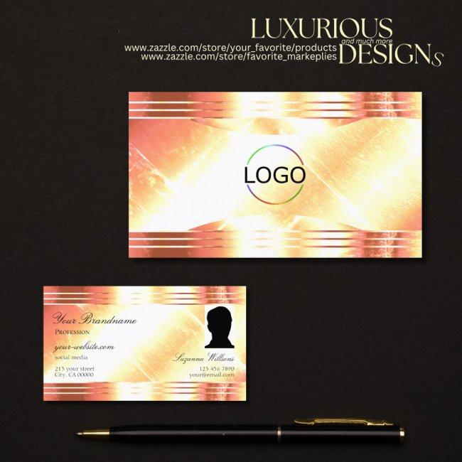 Classy Shimmery Rose Gold Logo and Photo Luxurious