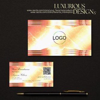 Classy Shimmery Rose Gold Logo QR Code Luxurious