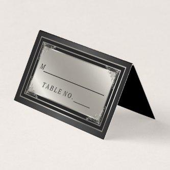 Classy Silver and Black Place Card