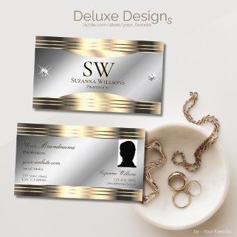 Classy Silver Gold Shiny Diamonds Monogram Photo