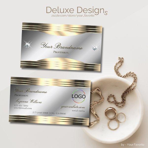 Classy Silver Gold with Shiny Diamonds and Logo