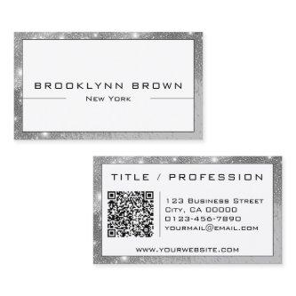 Classy Silver Luminous Glitter Frame with QR Code