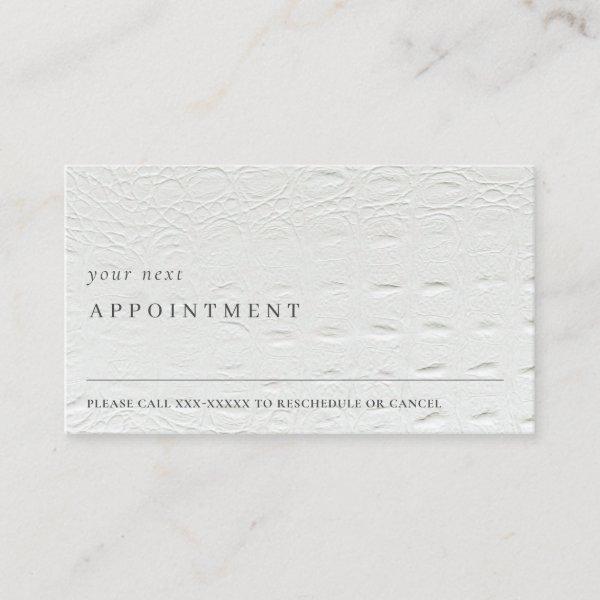 Classy Simple Ivory White Leather Text Appointment