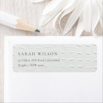 Classy Simple Ivory White Leather Texture Address Label