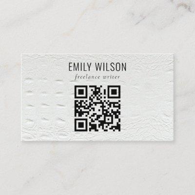Classy Simple Ivory White Leather Texture QR Code