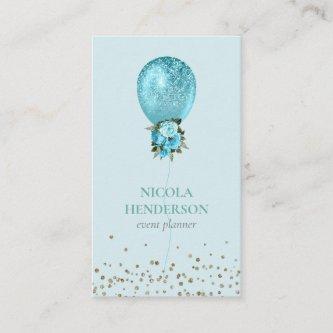 Classy Turquoise Balloon Glitter Event Planner