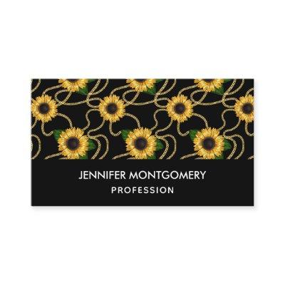 Classy Yellow Sunflowers Stylish Pattern on Black