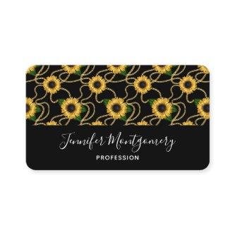 Classy Yellow Sunflowers Stylish Pattern on Black