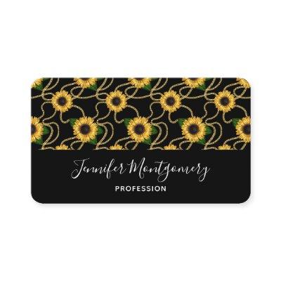 Classy Yellow Sunflowers Stylish Pattern on Black