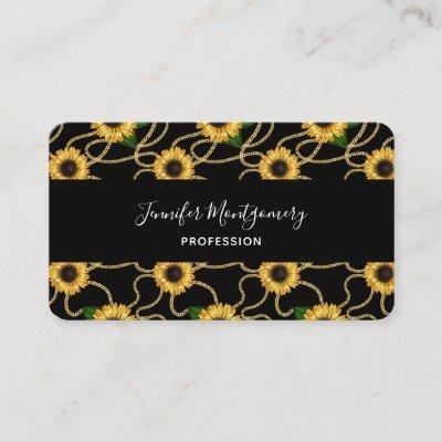 Classy Yellow Sunflowers Stylish Pattern on Black