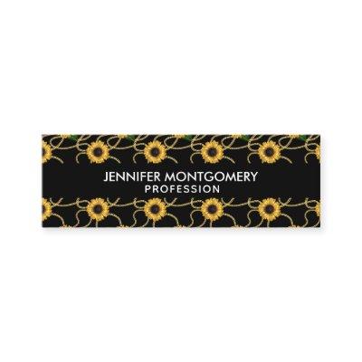 Classy Yellow Sunflowers Stylish Pattern on Black Mini