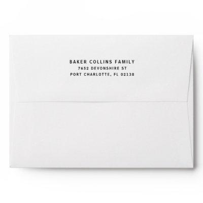 Clean Modern Pre Printed Return Address White Envelope