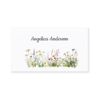 Clean white Feminine Watercolor Wildflowers Meadow