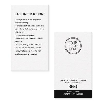 Cleaning Instructions Product Care Hang Tag