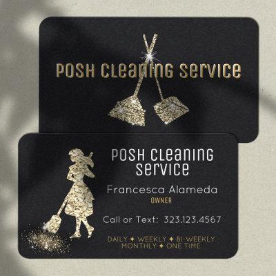 Cleaning Service Black and Metallic Gold Template