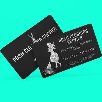 Cleaning Service Black + Metallic Silver Template