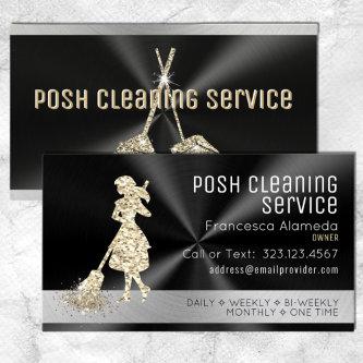 Cleaning Service Brushed Black Metal Gold + Silver