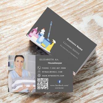 Cleaning service gray photo QR code premium